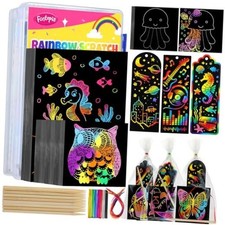 Rainbow Scratch Paper, Color Scratch Art for Kids Ages 4 5 6 7 8 9 240 Sheets