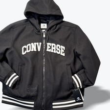 Converse Chuck Taylor Varsity Bomber Jacket Quilted Black Hooded Mens XXL NWT