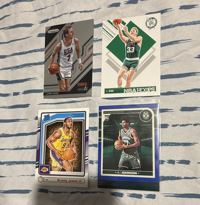 Panini NBA Basketball Trading Card Lot (4) Larry Bird Bronny James Jr. RC +