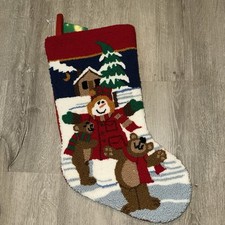 VINTAGE 1999 Large Colorful Latch Hook Yarn Christmas Stocking Holiday 18  NEW