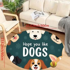 1pc Flannel Printed Floor Mat with Cute Dog Design - Soft, Machine Washable, Rou