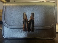 Moschino Metallic Logo Leather Shoulder Bag