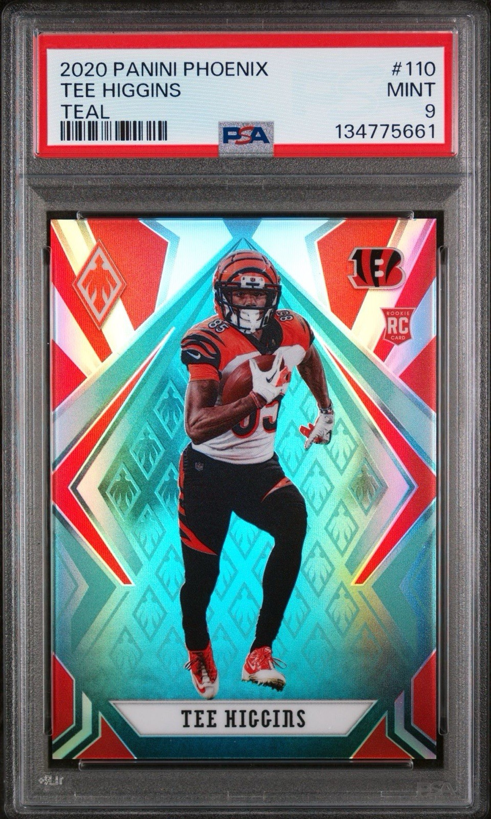 2020 Panini Phoenix Rookie RC Aqua Teal /175 Tee Higgins #110 Bengals PSA 9 NFL