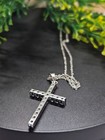 14K White Gold Plated Pendant Round Cut Lab Created Moissanite Cross Free Chain — photo 4