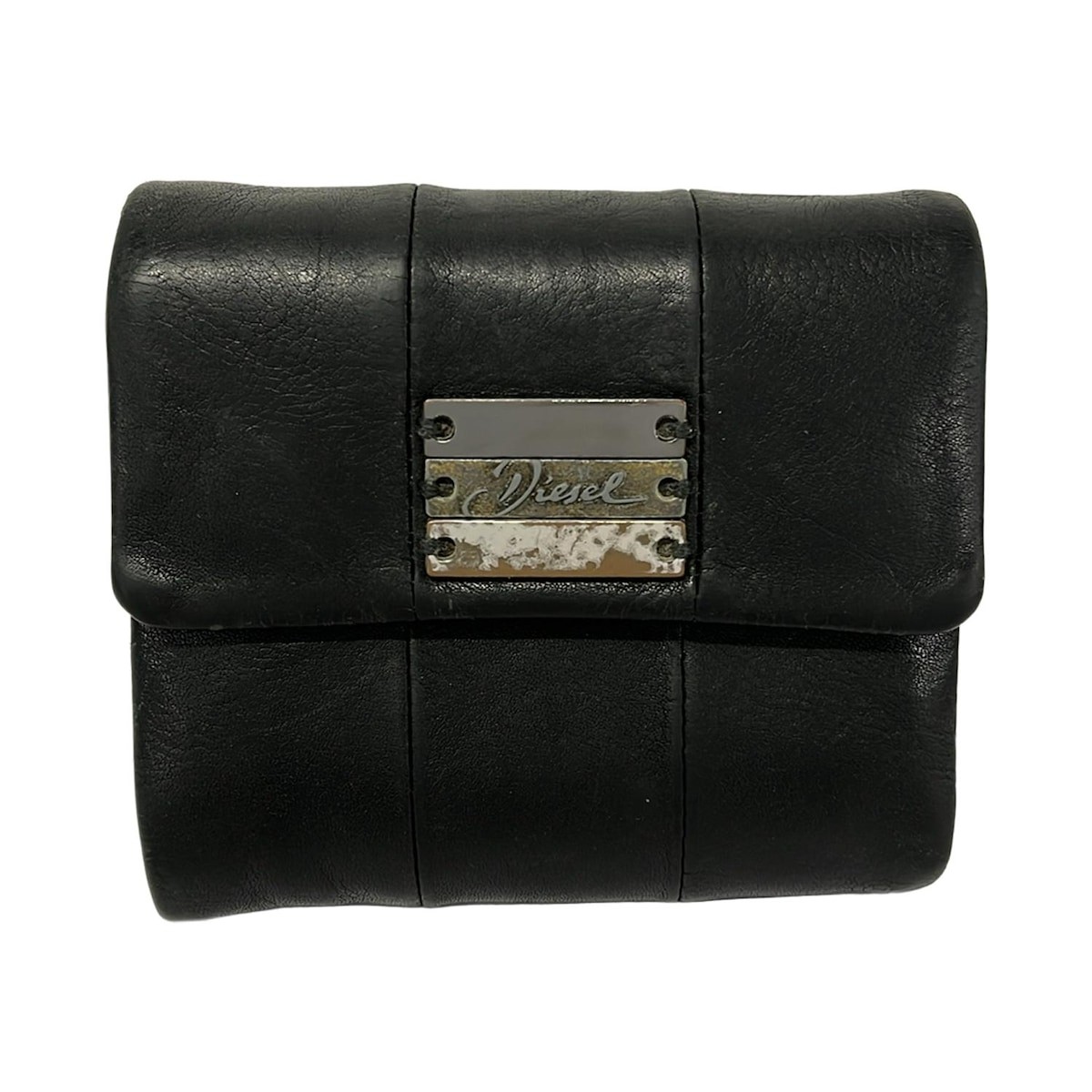 DIESEL - Black Leather Trifold Wallet | eBay