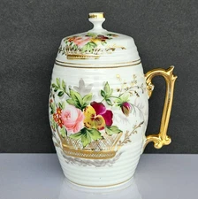 Antique 19thC Imperial Russian Hand Painted Porcelain Cup Tea Infuser Mug