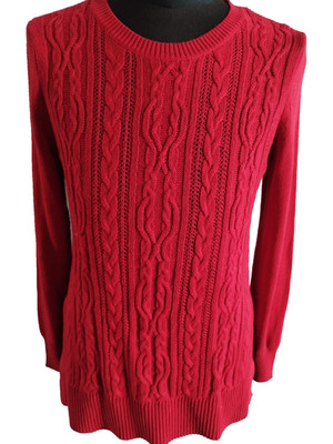 Ann Taylor Factory Strickpullover Rot Damen Gr. L Petite Rundhals #