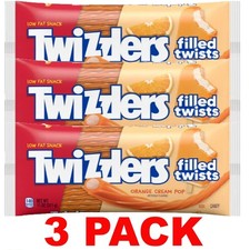 Twizzlers Filled Twists ORANGE CREAM POP LOW FAT Candy Licorice - 11 oz &ndash; 3 BAGS