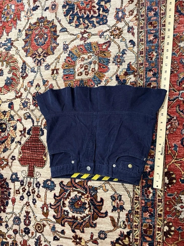 Vintage Young Girl Ralph Lauren Corduroy Blue Mini Skirt with Gold Patch Size 14 - Image 2 of 4
