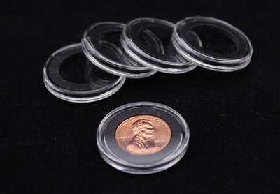 #ad 10 Genuine Airtite Coin Capsules Holder with Black Rings for Penny 19mm $12.95