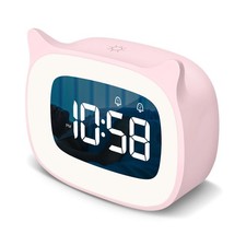 Kids Alarm Clock with Night Light  18 Ringtones,Rechargeable,Cute Cat Ear Cl...