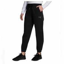 Womens Ladies Fleece Joggers Puma Black XS X-Small