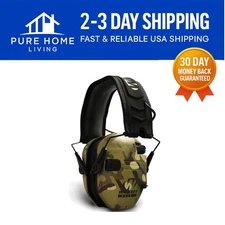 Durable Green Camo Hearing Protection Muffs with Sound Amplification & Control