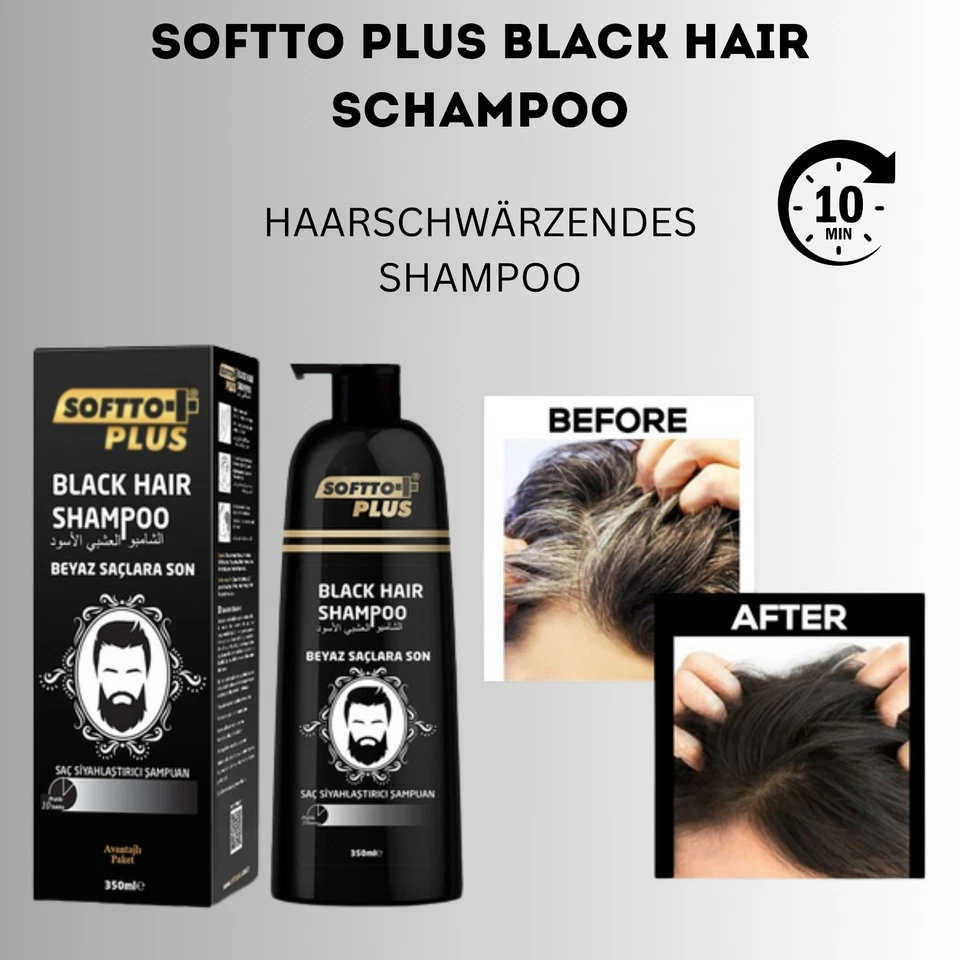 Softto+Plus Schwarzes Haarfärbe-Shampoo Haarfärbendes Shampoo Haarfarbe 10 Min - Bild 4 von 4