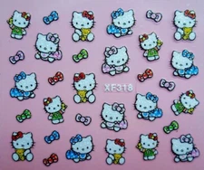 Glitter Hello Kitty Cat Flowers Bow Star 3D Nail Art Stickers XF318