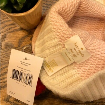 Kate Spade New York cupcake beaded beanie hat with Pom Pom 