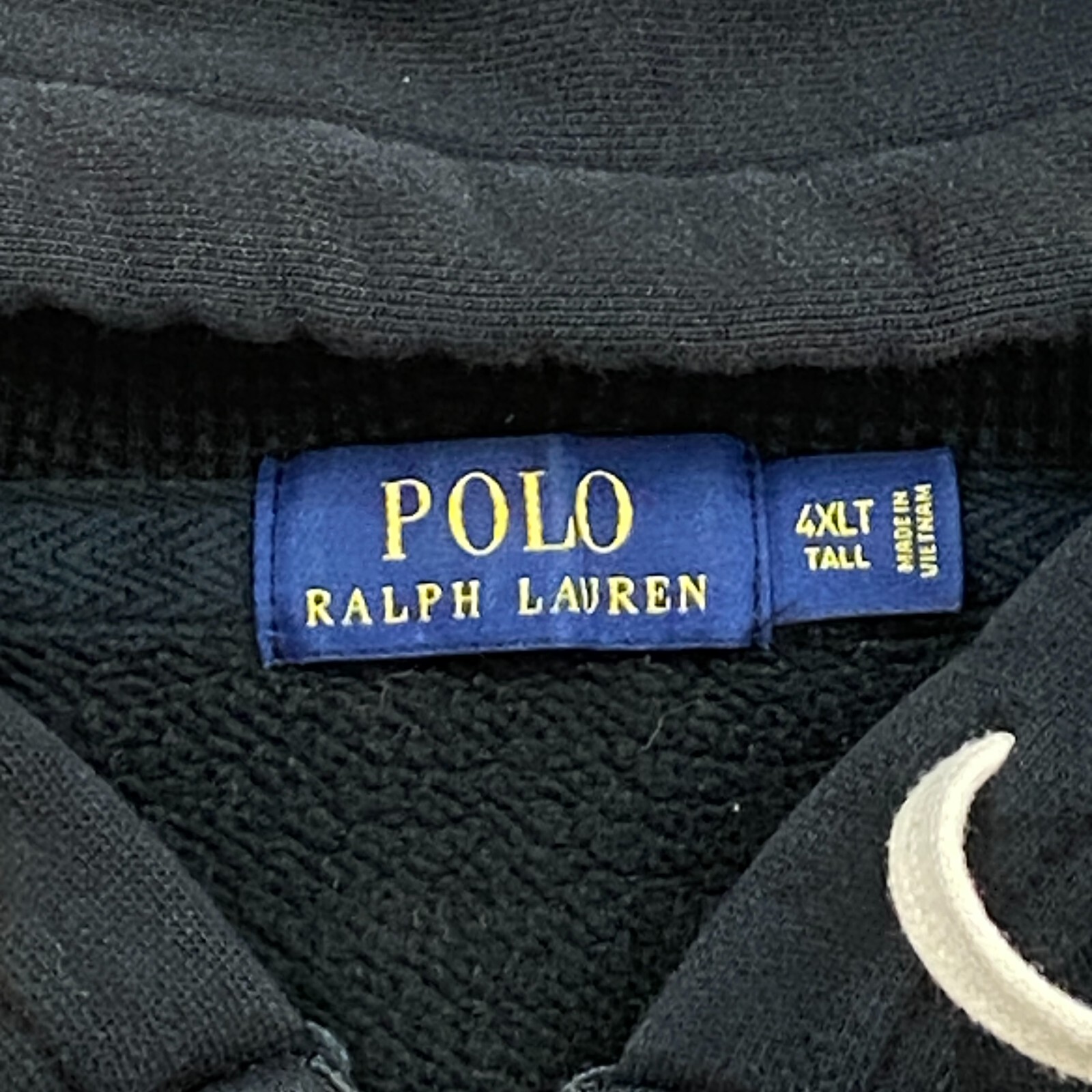 Polo Ralph Lauren felpa con cappuccio zip intera 4XLT 4XL XXXXL 4X alta nera tessuto pony rugby