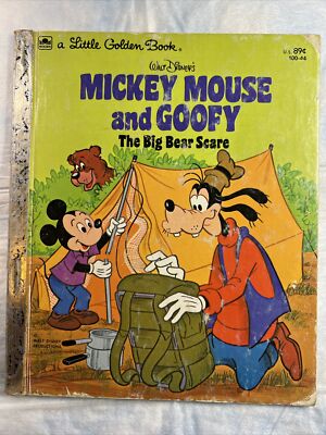 Vintage A Little Golden Book Mickey Mouse & Goofy The Big Bear Scare 1978 #1714