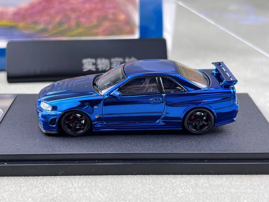 Fuji 1:64 Blue Carbon Skyline GTR R34 Nismo Z-Tune Model Diecast