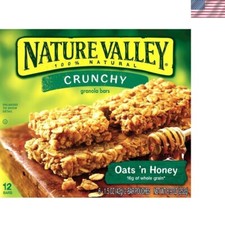 Convenient Resealable Honey  Oats Granola Bars, 12 Bars with 3g Protein per Bar