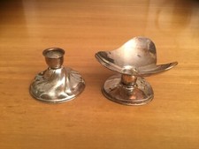 Antik Art D&egrave;co versilbert Kerzenst&auml;nder godroniert + 50 er J. Leuchter vers.