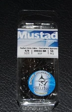 50 Mustad 39944BN-40 Classic In-Line Demon Perfect Circle Hooks Size 4/0