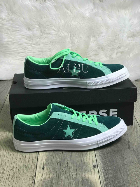 converse one star suede green