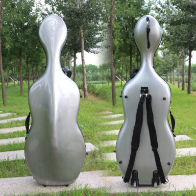 4/4 Cello Case Carbon Fiber Cello Box Light Strong Convenient Two Wheels Silver