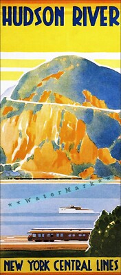Hudson River 1934 New York Central RR Vintage Poster Print Retro Style Art