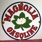 VINTAGE MAGNOLIA FLOWER GASOLINE MOTOR OIL PORCELAIN ENAMEL GAS PUMP SIGN