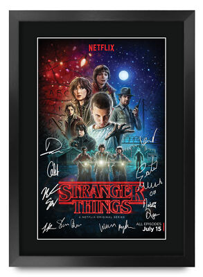 Stranger Things A3 gerahmt signiert Film Filmplakat gedruckt Autogramm Foto Geschenk