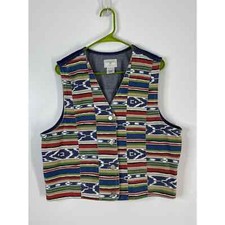 Vintage 90s Susan Bristol Southwestern Style Vest Womens Size Large Denim Back