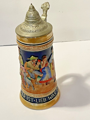 Ceramic Western German Beer Stein TRINK WAS KLAR IST, LIEB WAS RAR IST 