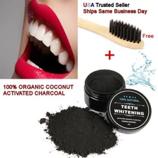 100% ORGANIC COCONUT ACTIVATED CHARCOAL NATURAL TEETH WHITENING POWDER