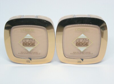 2 x L'OREAL GLAM BEIGE HEALTHY GLOW POWDER / PUDER, LIGHT / CLAIR