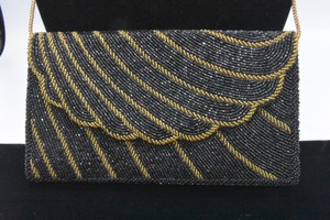 NWT-Walborg-Bag-Clutch-Purse-Heavy-Beaded-Gold-Black-Metallic-Vintage-Formal