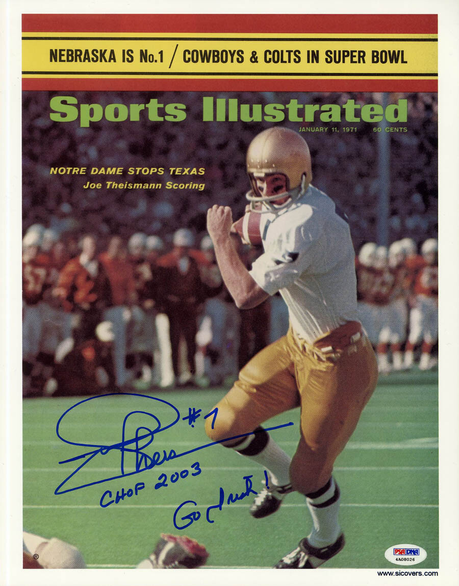 Joe Theismann Autographed Signed Notre Dame Fighting Irish 11x14 Sports Illustrated Print Notre Dame PSA 