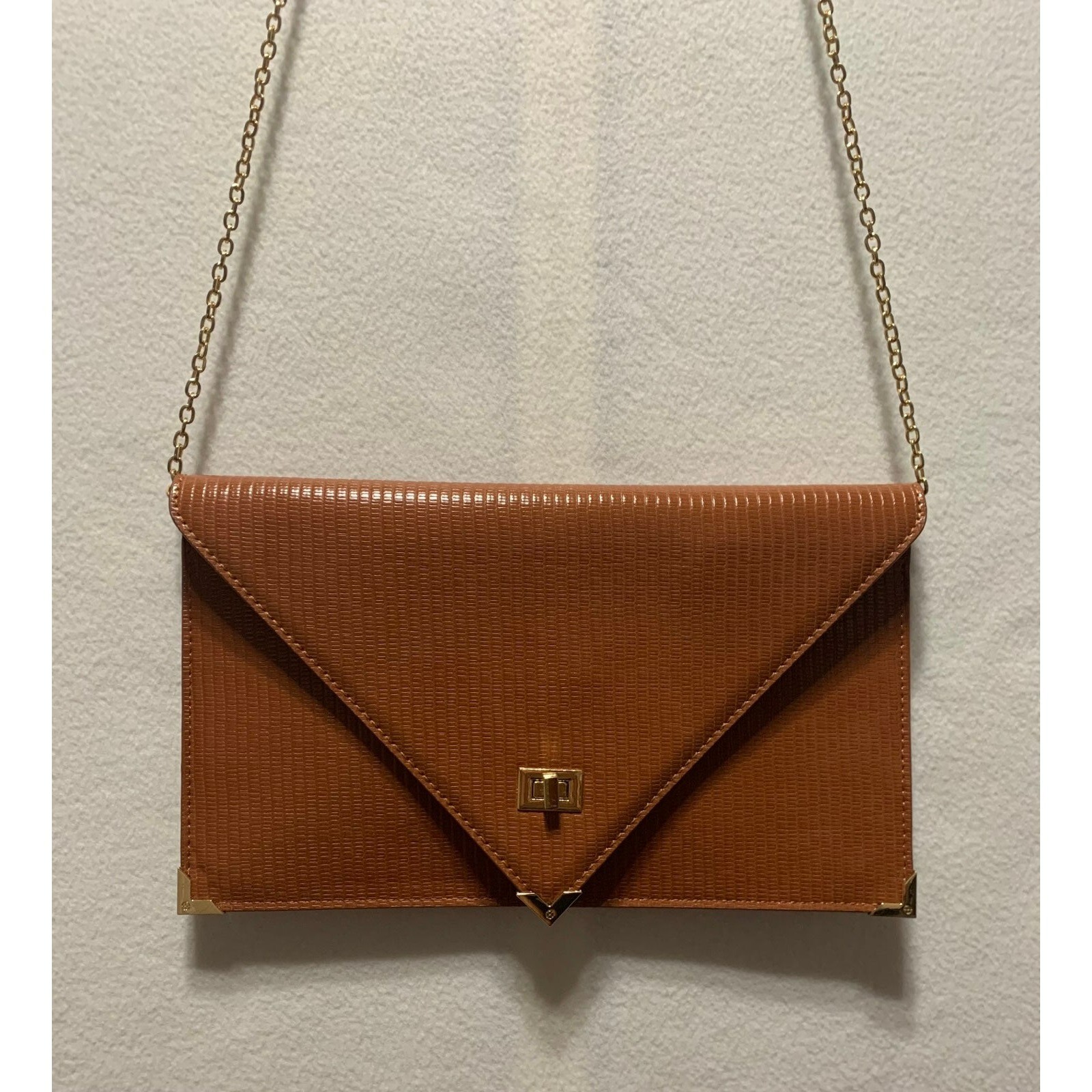 Urban Expressions Cally Clutch Crossbody Bag Brown Vegan Leather Envelope