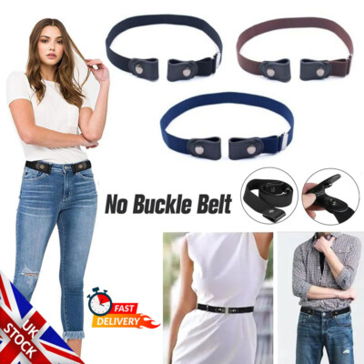 Mens Womens No Buckle Hassle Free Elastic Belts Invisible Belt