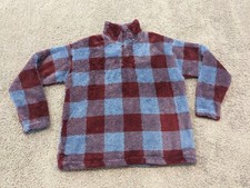Eddie Bauer Sweater Womens Large Long Sleeves Check Pullover 1/4 Zip