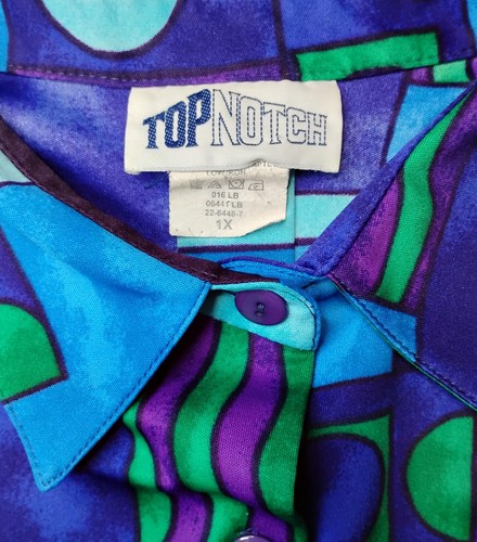 Vtg Top Notch Women 80's Style Abstract Colorful Long Sleeve Blouse/EUC/ Sz 1X - Picture 3 of 8