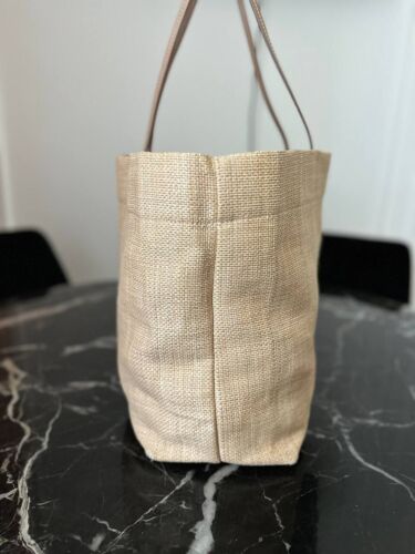 PRADA Logo Print Raffia Tote Bag Shoulder Tote Leather Natural Beige Size XL - Picture 6 of 23