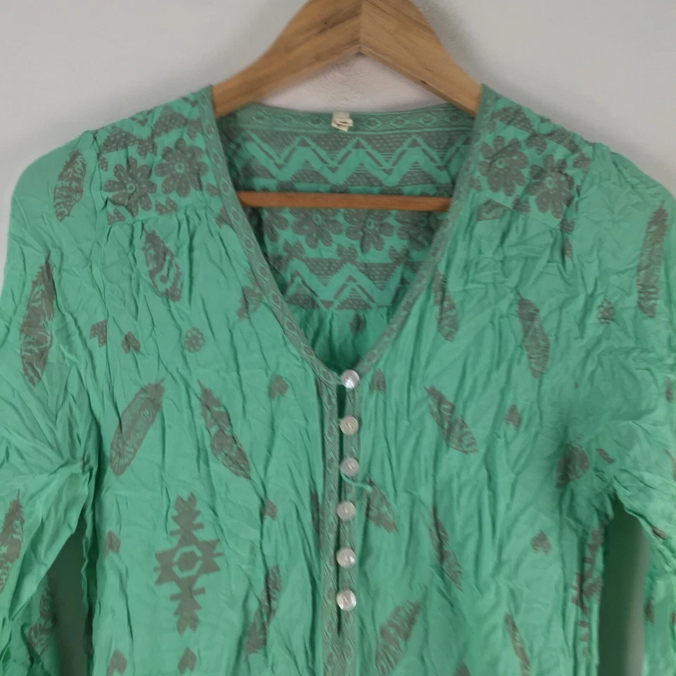 Mameluco mono mujer vintage diseño hechizo talla XS verde geométrico 101157 Foto 2 de 4