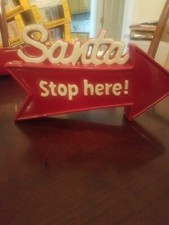 Santa Stop Here Decorative Sign-Brand New-SHIPS N 24 HOURS