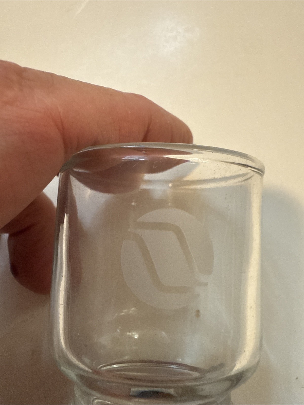 Northwest Orient Airlines Glass Footed Liquor Shot Glass Vintage 2.5” See Pics