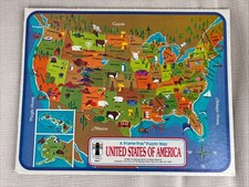 Puzzle Map Of United States Of America 1968 Rainbow Works. Frame Tray Puzzle Map