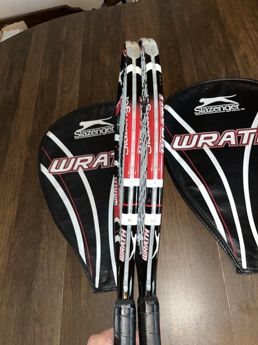 Pair of Slazenger Wrath Racquetball 22" Racquet with Zip Cover Black Red White  - Picture 4 of 5