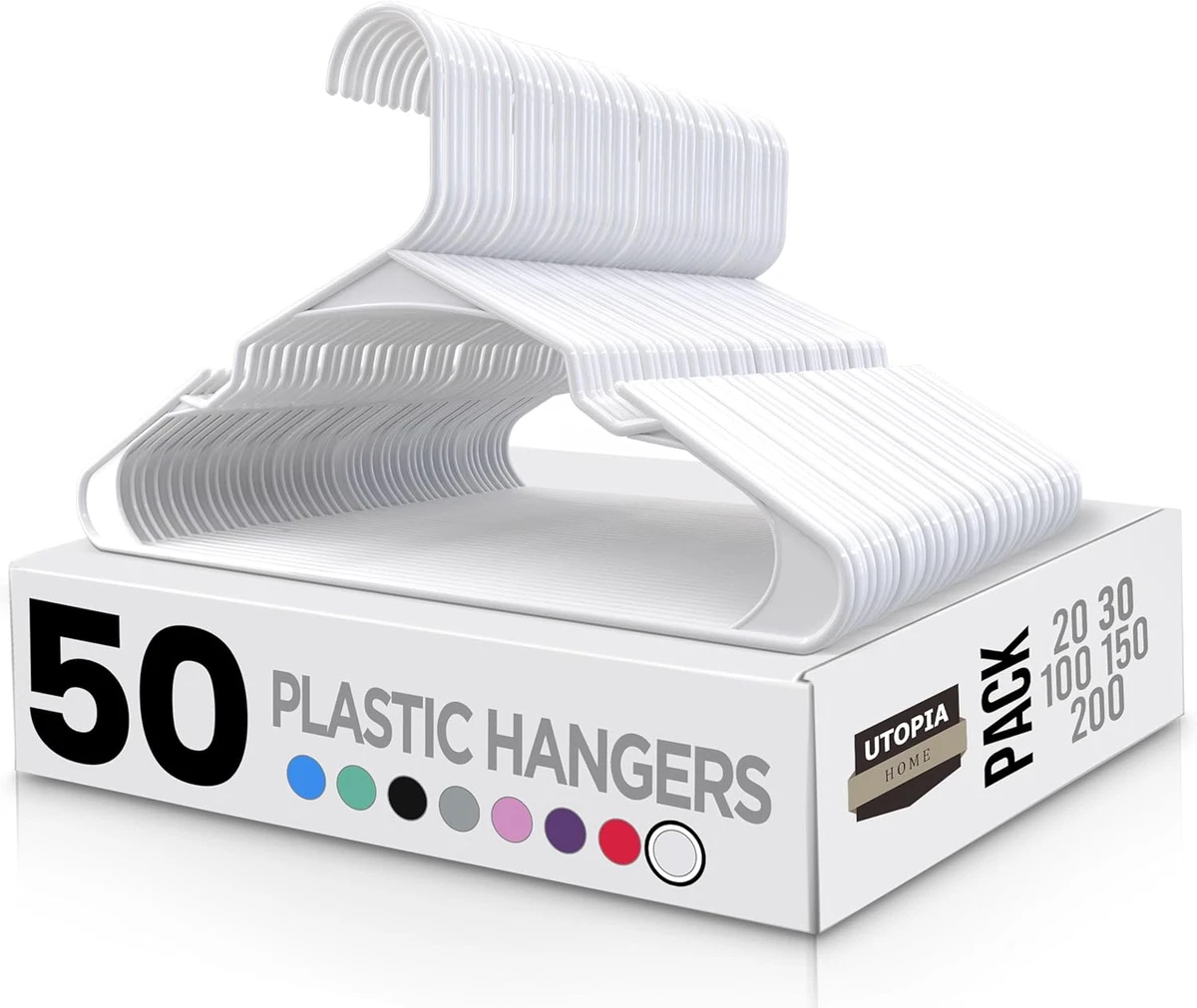 Utopia Home Kleerhangers van kunststof, ruimtebesparend, duurzaam, met schoudergroeven, 20 stuks, grijs
