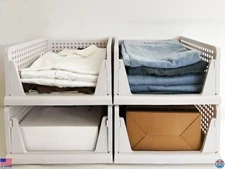 4 Pack Stackable Closet Organizer & Clothes Storage Bins - Closet organizers and