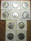 10 Kennedy 40% Silver Uncirculated Half Dollars 1.479 Troy Ounces 1965 - 1969 D